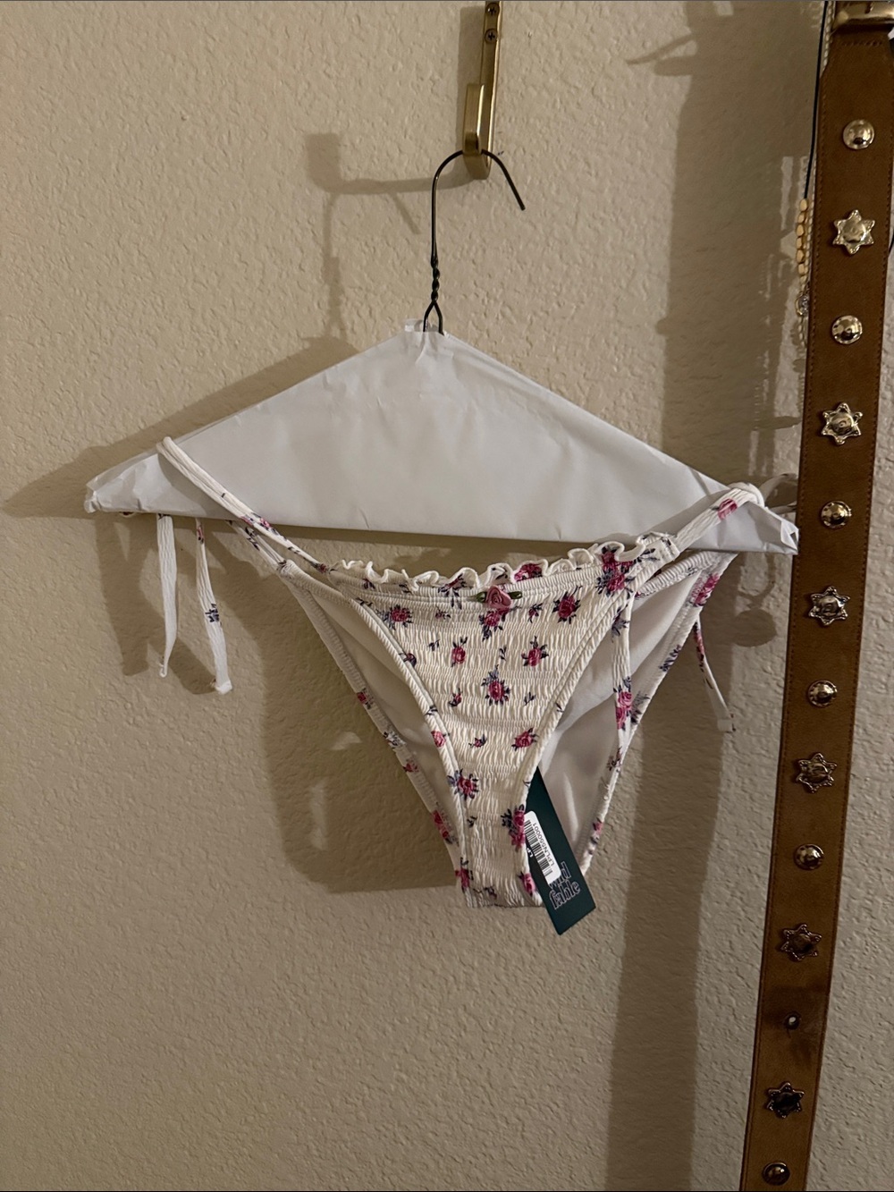 wild fable White Bikini Bottom with Pink Floral Print